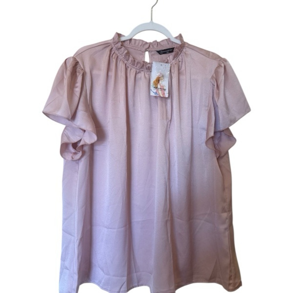 Elegant Pink Ruffled Blouse size XXL